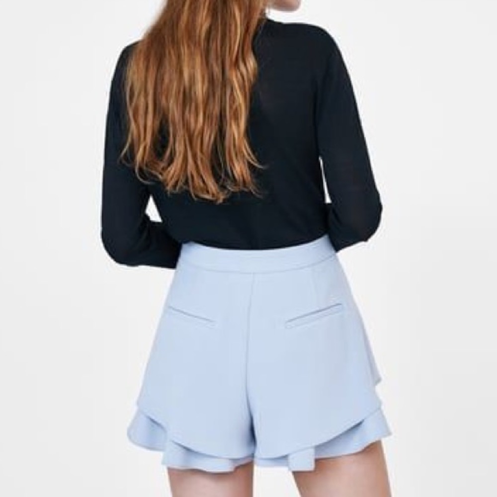 Blue Ruffle Shorts - Picture 2 of 4